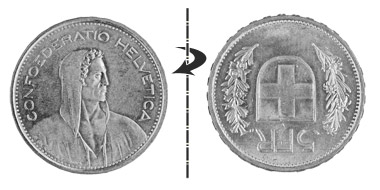 5 francs 1953, Normal position