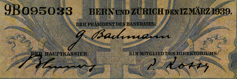100 Franken, 1939