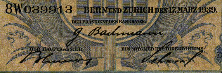 100 Franken, 1939