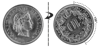 10 centimes 1962, 150° rotated