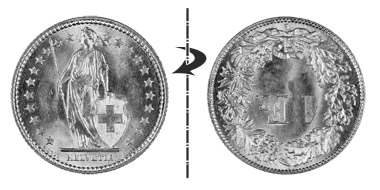 1 franc 1912, Normal position