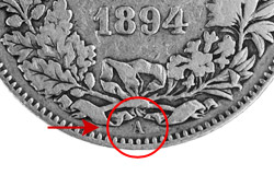 1 franc, with mint mark A