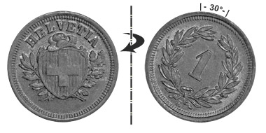 1 centime 1899, 30° rotated