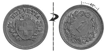 1 centime 1930, 45° rotated