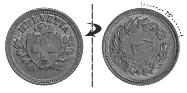 1 centime 1931, 75° rotated