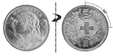 20 Franken 1949, 90° verdreht