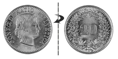 20 centimes 1893, Normal position