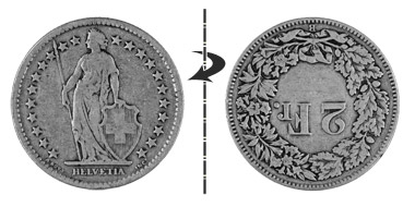 2 francs 1879, Normal position