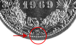 2 Franken, mit Münzzeichen B