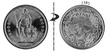 1/2 franc 1898, 15° rotated