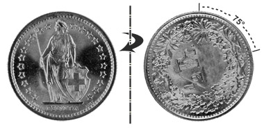 1/2 franc 1931, 75° rotated