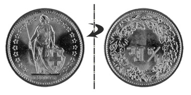 1/2 franc 1969, Normal position
