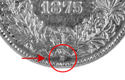 1/2 franc, avec marque d'atelier B