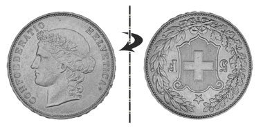 5 francs 1889, Position normale