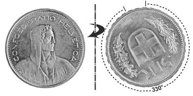 5 francs 1931, 330° rotated
