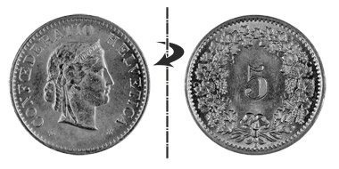 5 centimes 1969, Normal position