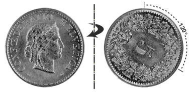 5 centimes 1969, 120° rotated
