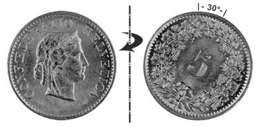 5 centimes 1906, 30° rotated
