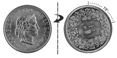 5 centimes 1919, 75° rotated