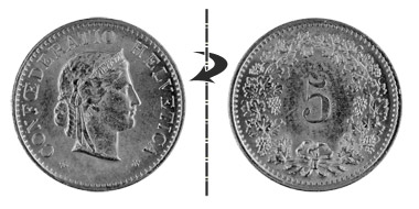 5 centimes 1970, Normal position