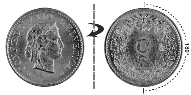 5 centimes 1970, 180° rotated