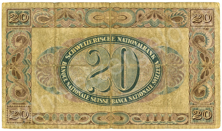 1000 Swiss francs, 1954, grading good