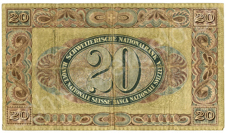 1000 Swiss francs, 1961, grading very fine
