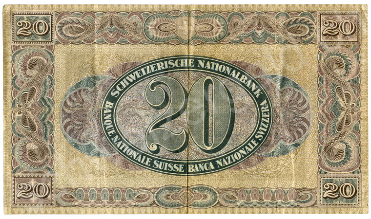 1000 Swiss francs, 1965, grading extremely fine