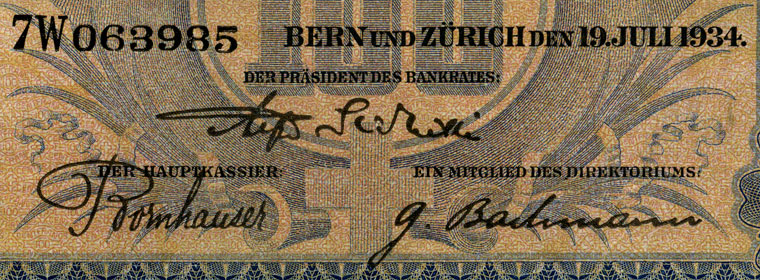 100 francs, 1934