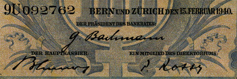 100 francs, 1940