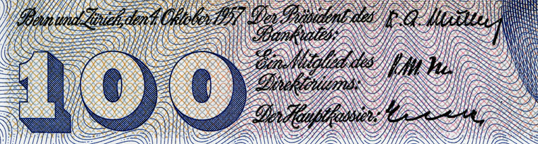 100 francs, 1957