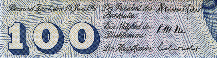 100 francs, 1967