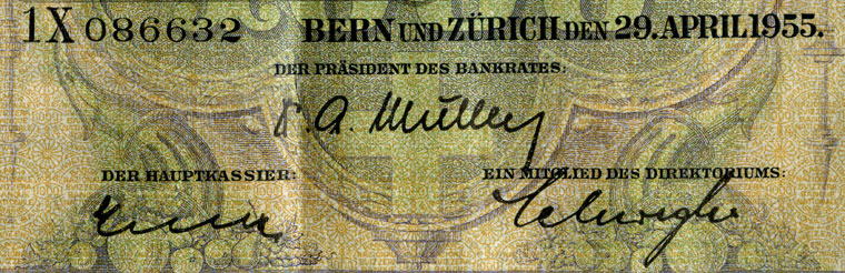 1000 francs, 1955