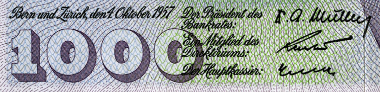 1000 francs, 1957
