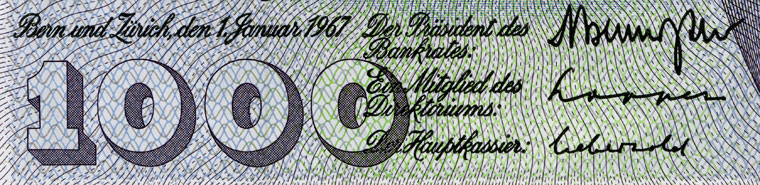 1000 francs, 1967