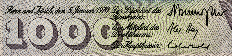 1000 Franken, 1970
