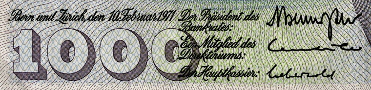 1000 francs, 1971