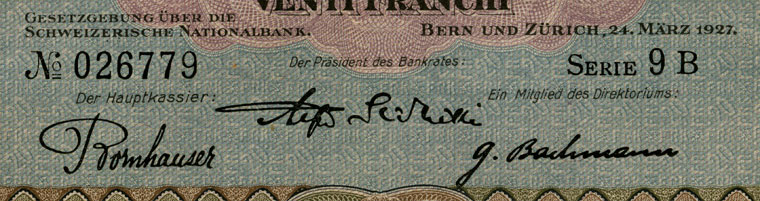 20 francs, 1927